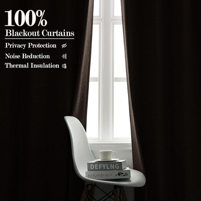 100% Blackout Linen Textured Drapes for Bedroom Pinch Pleated Curtains for Track System Portable Drapery for Sliding Glass Door/Storage/Space Room Divider, 70" Wx96 L, 1 PC, Light Coffee