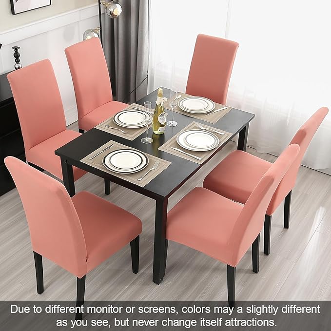 JQinHome Terra Cotta Chair Covers for Dining Room Set of 8, High Stretch Removable Washable Parsons Chair Slipcover for Home Party Hotel Wedding Ceremony (8PCS, Terra Cotta)