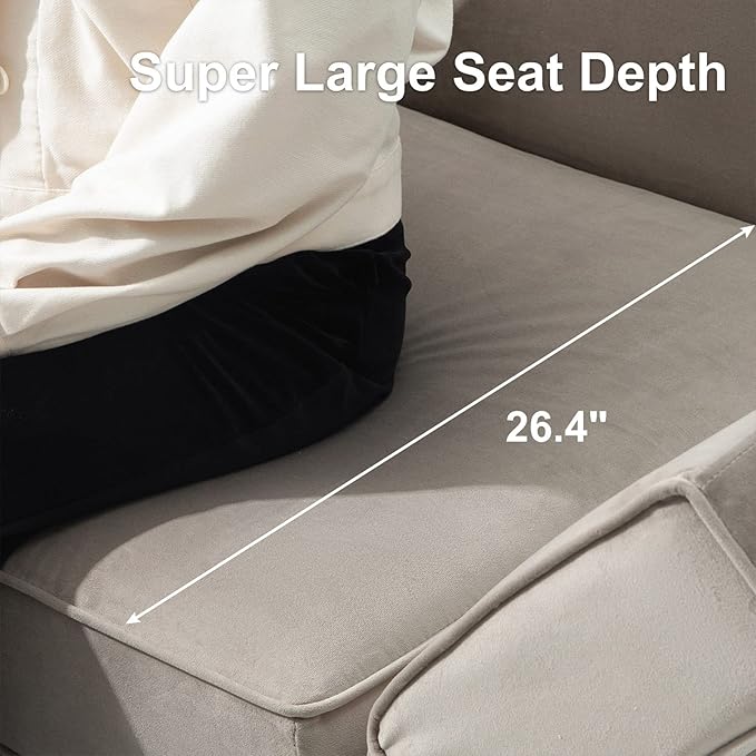 Belffin Modular Velvet Sectional Sofa with Chaise Lounge Sectional Sleeper Sofa with Storage Chaise Bed Couch for Living Room Grey
