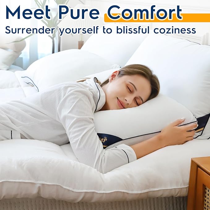 OTOSTAR Pillows Standard Size Set of 2 Bed Pillows for Sleeping Cooling Pillows 2 Pack with 3D Microfiber Filling Breathable Cover Pillows for Back Stomach or Side Sleepers Soft Fluffy Pillows for Bed