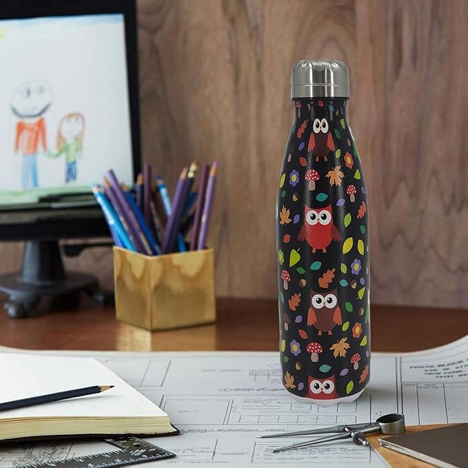 Owl Insulated Sport Water Bottles Stainless Steel Travel Mugs BPA Free Tumbler For Outdoor Camping Travel 20 OZ