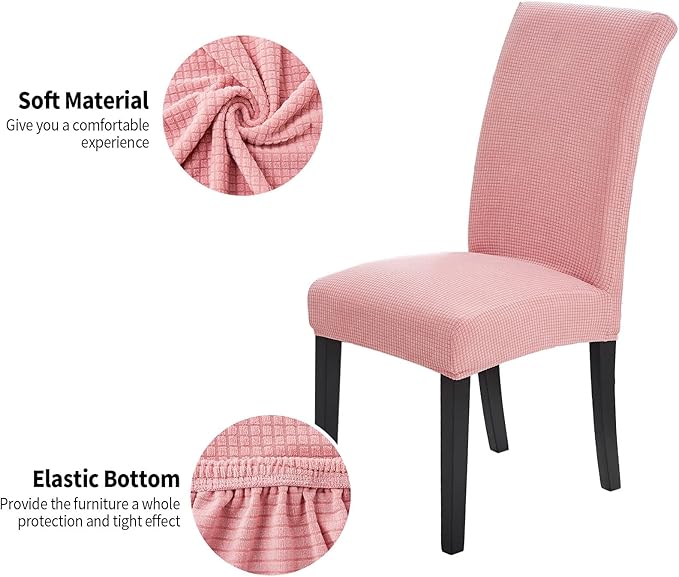 Joccun Chair Covers for Dining Room Set of 4, Dining Chair Slipcovers Stretch Dining Room Chair Covers Seat Protector,Washable Parsons Chair Cover for Home,Banquet(Dusty Pink,4 Pack)
