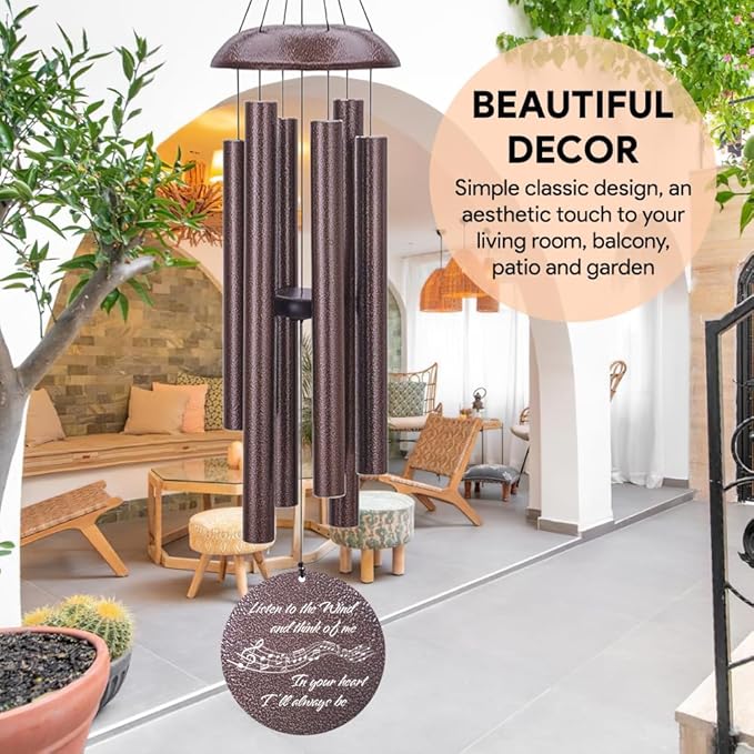 Personalized Sympathy Wind Chime, Memorial Wind Chimes for Loss of Loved One, Bereavement in Memory Wind Chimes, Sympathy Gifts in Memory of Father, Mother or a Loved One
