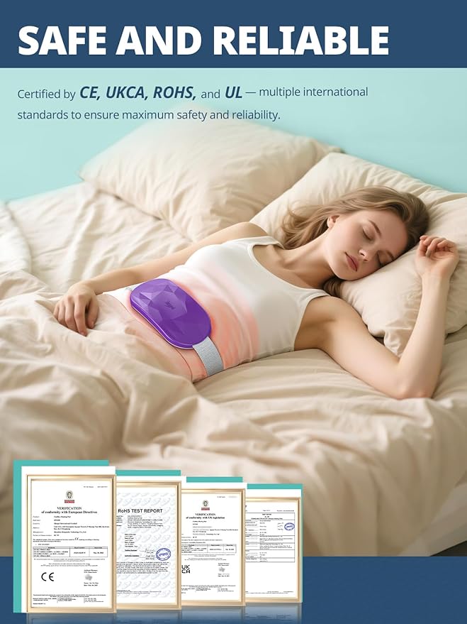 Slimpal AI Portable Heating Pad for Period Cramps, AI Smart Chip Long Safe Heat, Electric Cordless Back Belly Heating Pad for Menstrual Relief, Wearable Heat Belt Gifts for Her Women Girl, Bright Pink