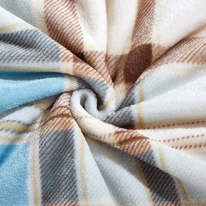 MERRYLIFE Throw Blanket Plaid Sherpa | Ultra-Plush Soft Colorful Oversized | Decorative Couch Travel Blanket | (50" 60", Island Travel)