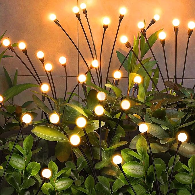 Solar Garden Lights Outdoor,2 Pack 16LED Waterproof Solar Powered Lights for Yard Pathway Patio, Swaying Lawn Decor as Gardening Gifts for Women Holiday