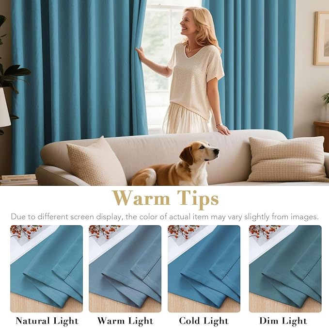 H.VERSAILTEX Ultra Soft Microfiber Thermal Insulated Antique Copper Grommet Blackout Curtains/Window Treatment Draperies 52 by 72 - Inch for Living Room/Bedroom,Set of 2 - Storm Blue