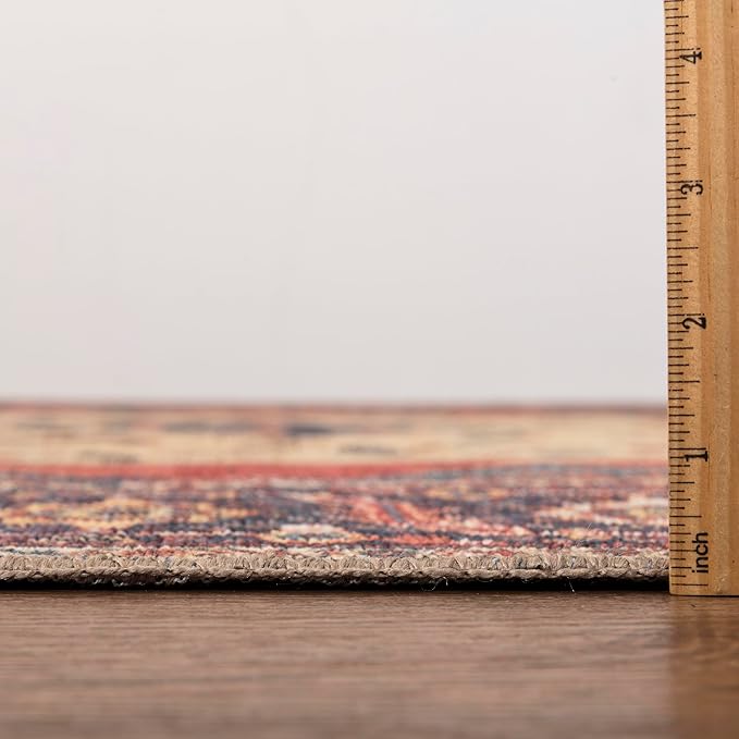 Keen Home Design 2x12 Rug - Machine Washable Runner with Non-Slip Backing, Ideal for Hallway, Entryway, Kitchen, Laundry Room - Vintage, Easy Clean, Durable, Low Pile Rug - (2'6" x 12')