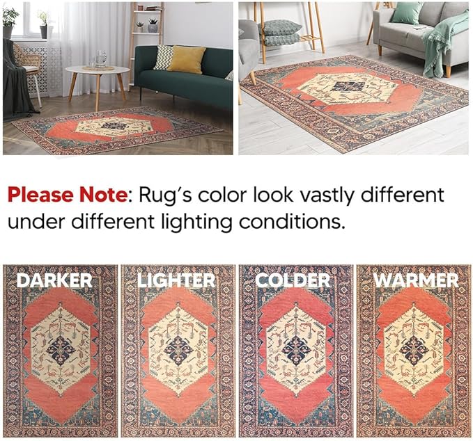 Keen Home Design 2x7 Rug - Machine Washable Runner Rug with Non-Slip Backing, Ideal for Hallway, Entryway, Kitchen, Laundry Room - Vintage, Easy Clean, Durable, Low Pile Rug - (2'6" x 7')
