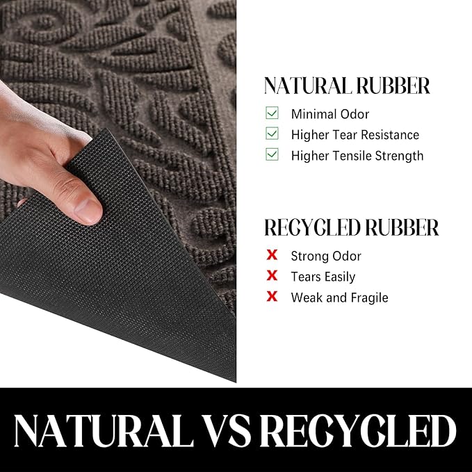 Yimobra Welcome Front Door Mat Outdoor, Heavy Duty Sturdy Non Slip Doormats, Rubber Backing, Low-Profile Entrance Rugs, Absorbent Resist Dirt, Easy Clean Patio Garage Floor Mats, 60X36 Inch, Brown