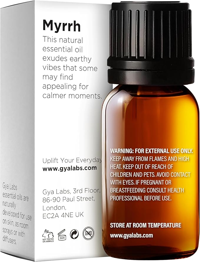 Gya Labs Myrrh Essential Oil for Skin - 0.34 Fl Oz - 100% Pure Natural Myrrh Oil for Diffuser, Face, Hair, Massages & Candle Making Scent