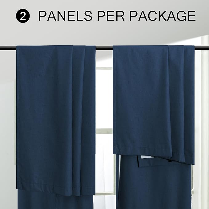 Small Window Curtains for Bathroom Sink Short Length 2 Panel Sets Back Tab Rod Pocket Navy Blue Linen Blackout Heat Reflective RV Curtains for Camper Kitchen Kids Boys Bedroom Patriotic 45 Inches Long