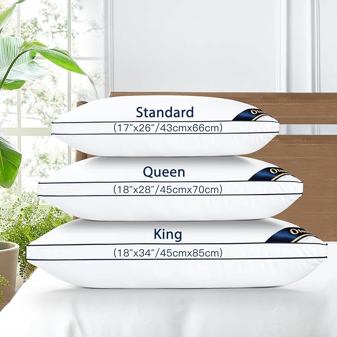 OTOSTAR Pillows Standard Size Set of 2 Bed Pillows for Sleeping Cooling Pillows 2 Pack with 3D Microfiber Filling Breathable Cover Pillows for Back Stomach or Side Sleepers Soft Fluffy Pillows for Bed
