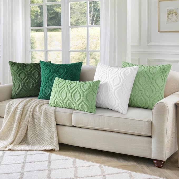 decorUhome Fall Throw Pillow Covers 16x16 Inch Set of 2, Soft Plush Decorative Faux Fur White Solid Couch Pillow Covers, Accent Farmhouse Neutral Square Euro Pillow Cases for Sofa Bed Living Room