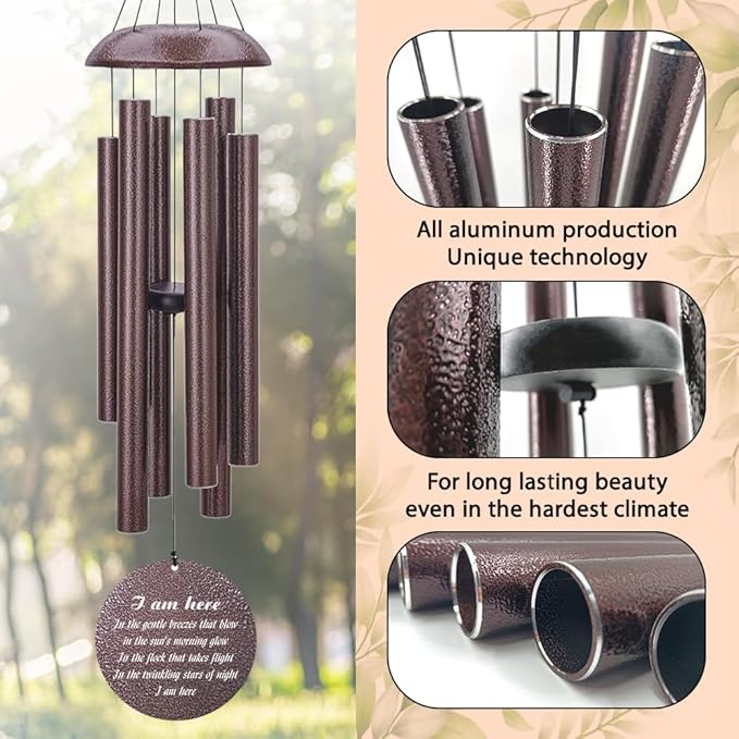 Personalized Sympathy Wind Chimes, Personalized Wind Chimes for Loss of Loved One, Commemorative Sympathy Gifts for Funerals, in Memory of Dad/Mom/Husband/Wife, Ship from US