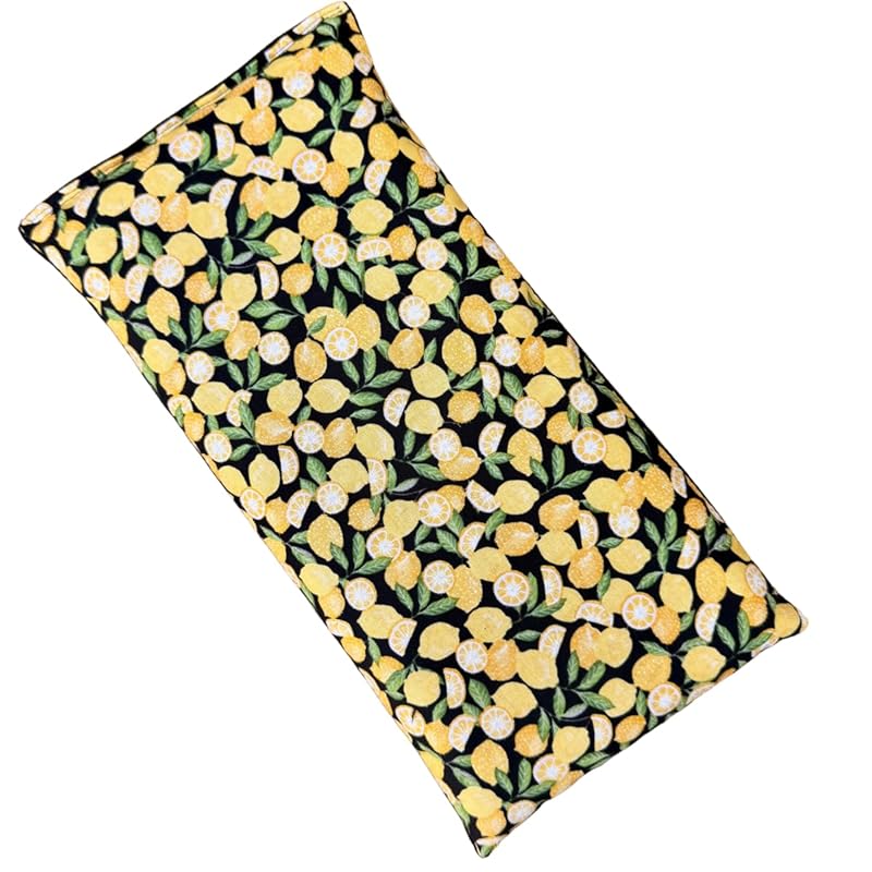 Large Microwave Heating Pad with Flax Seed, Scented or Unscented, Good For Back Pain or Cramps, Moist Heat Therapy or Ice Pack, Microwavable Bean Bag, 6" x 12" (Lemon, Peppermint)