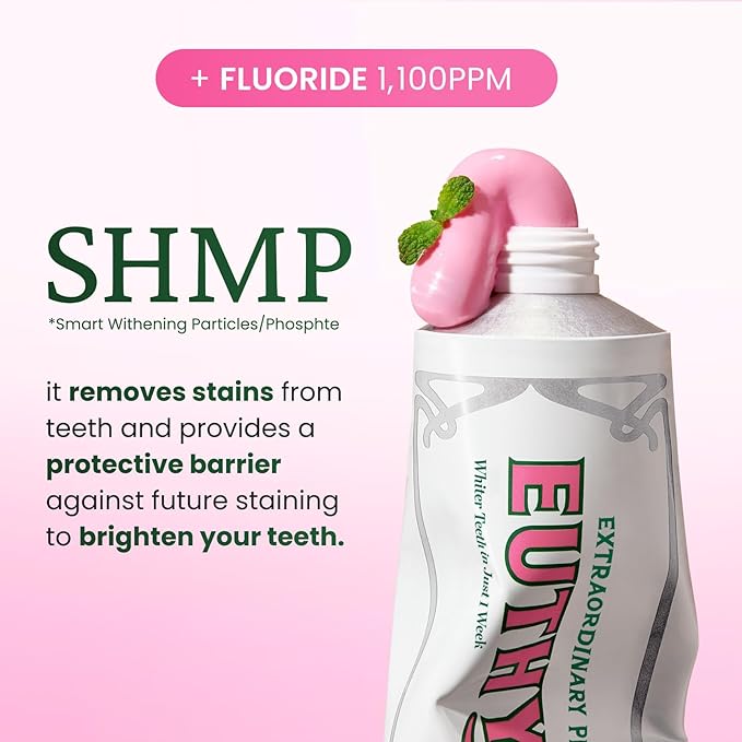 EUTHYMOL Whitening Toothpaste (3.7fl oz*5, Pack of 5) - Stain Removal in 2 Weeks, Long-Lasting Freshness for Sensitive Gum & Teeth. Bad Breath, Cavity Prevention. Recyclable Aluminum Tube