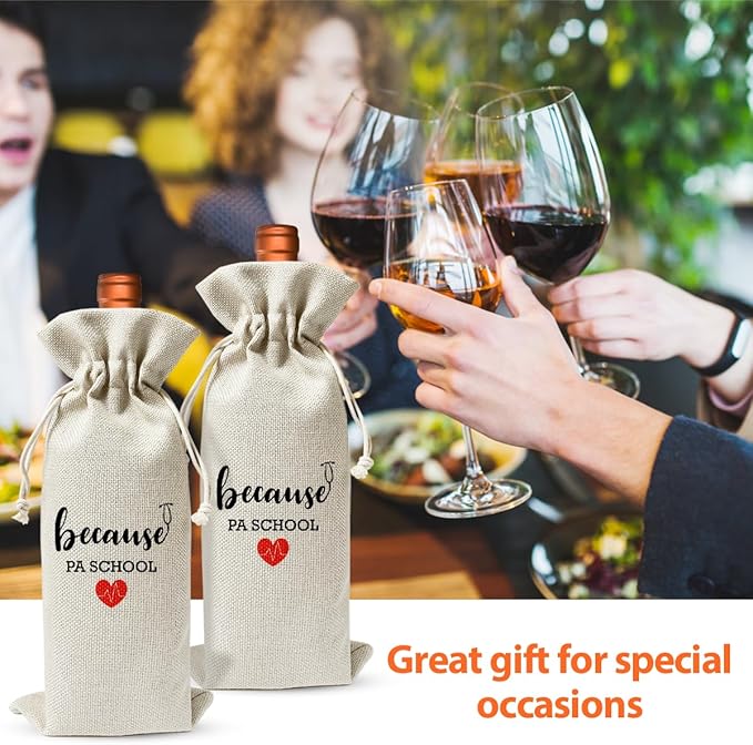 PA School Graduation Gift For Physician Assistant Wine Bag, Nurse Practitioner Gift for Women, Funny Doctor Nurse Day Nurse Week Party Decoration, Nursing School Graduation Gift, Linen Wine Bag