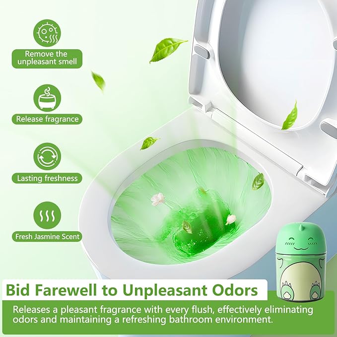 Toilet Bowl Cleaners Bottle Bathroom Toliet Bowl Cleaner with Fresh Jasmine Scent Cute Dinosaur Shaped Toilet Tank Cleaner (Green)
