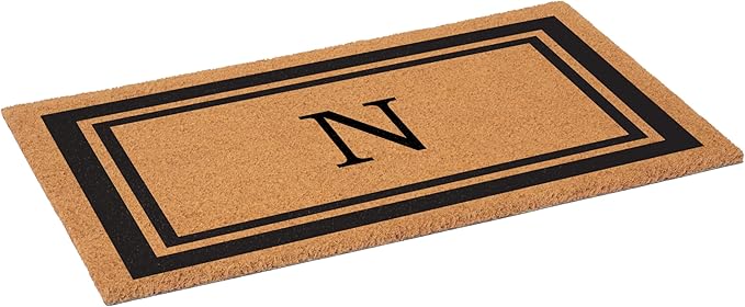 Calloway Mills 152962448 Black Border 24" x 48" Monogram Doormat (Letter N)