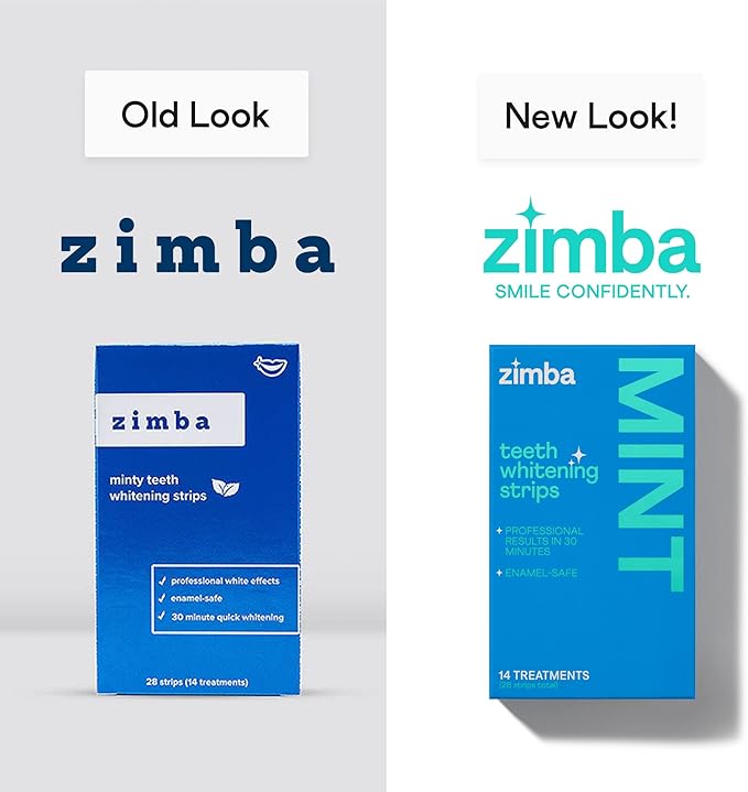 Zimba Coconut Flavored Teeth Whitening Strips | Vegan, Enamel Safe Hydrogen Peroxide Teeth Whitener for Coffee, Wine, Tobacco, and Other Stains | 14 Day Treatment | Coconut