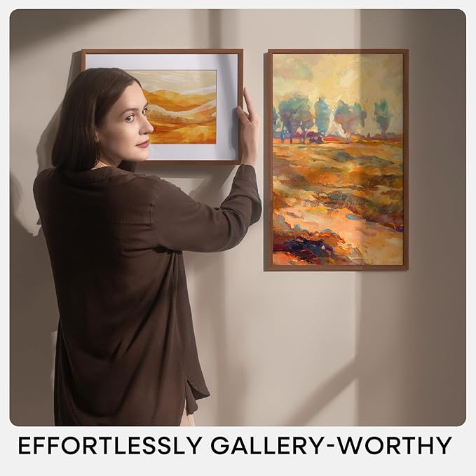 Homeforia 20x28 Picture Frame Brown, High End Dark Oak 20x28 Walnut Wooden Poster Frames with Mat 14x22, 20 x 28 Wood Frame Matted to 14 by 22, 28x20 Hanging Frames, Tempered Glass, Wall Kit, Set of 1
