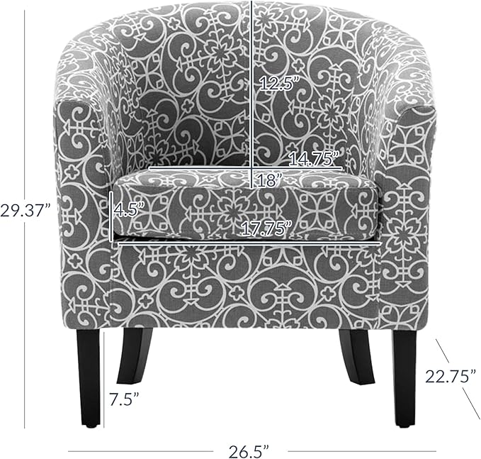 BELLEZE Accent Barrel Chair Set of 2, Linen Round Chair Club Tub Sofa Corner Chair with Flared Legs and Cozy Soft Padding for Living Room Bedroom Waiting Room - White & Gray