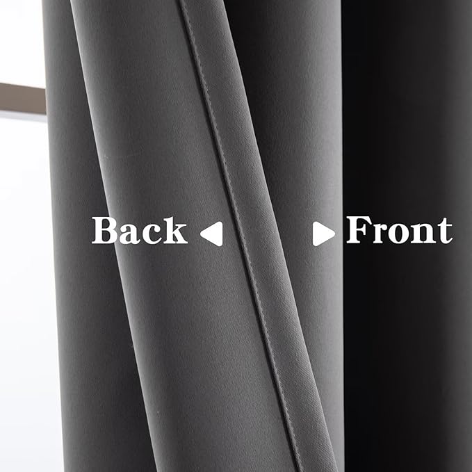 Blackout Curtains 108 Inches Long for Bedroom, Thermal Insulated Blackout Curtains 2 Panels Set, Solid Grommet Privacy Room Darkening Drapes for Living Room Windows(W52 x L108, Light Grey)