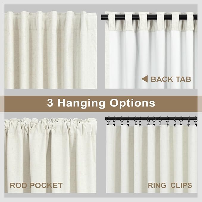 100% Blackout Elegant Curtains 95 Inch Length 2 Panel Set for Living Room Sunroom Back Tab Thermal Insulated Custom Curtains for Windows Boho Farmhouse Drapes 95 Inch Long Office Ivory Cream Off White