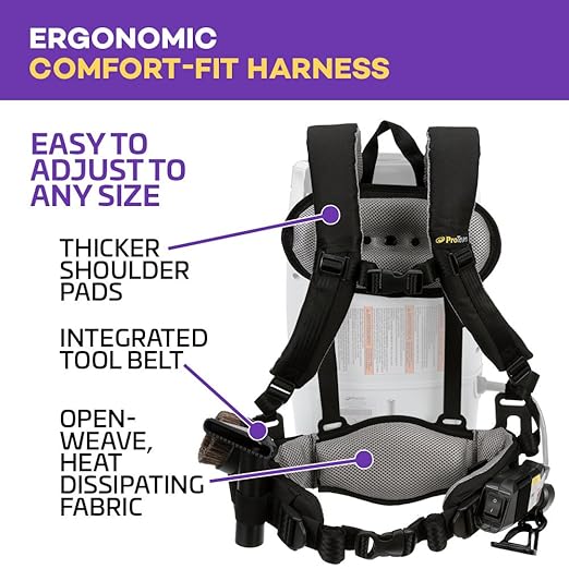 ProTeam ProVac FS 6 Commercial Backpack Vacuum with Power Nozzle Tool Kit, 6 Quart, Gray