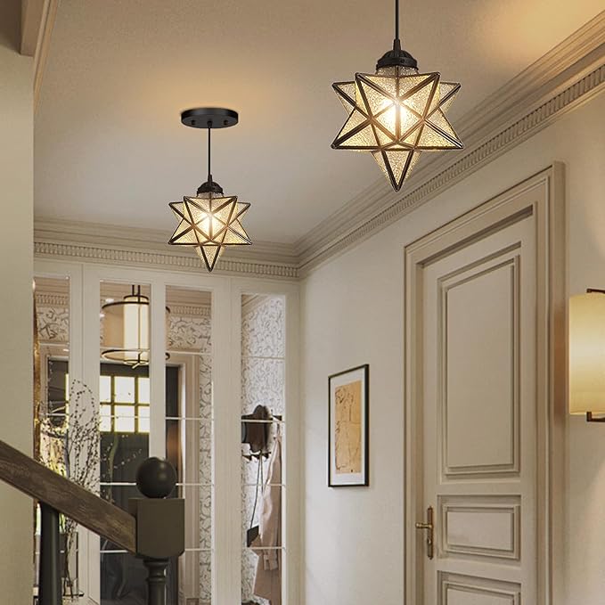 Modern Glass Pendant Lights Dining Room Chandeliers Lighting for Kitchen Island Light Fixture Hanging Light with Warm Light Bulb