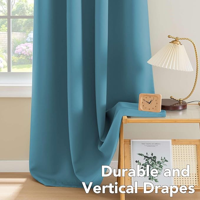 H.VERSAILTEX Blackout Window Treatment Curtains/Panels, Thermal Insulated Room Darkening Solid Grommet Drapes for Bedroom/Living Room Window (52 Inch by 108 Inch, Storm Blue, Set of 2)