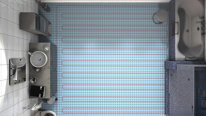 All-in-one Electric Radiant Floor Heating Kit 85 Sq Ft 240V with 2855301 Thermo Connect WiFi Programmable Thermostat, Heat Uncoupling Membrane, Underfloor Heat Cable, Safe Installation Tools