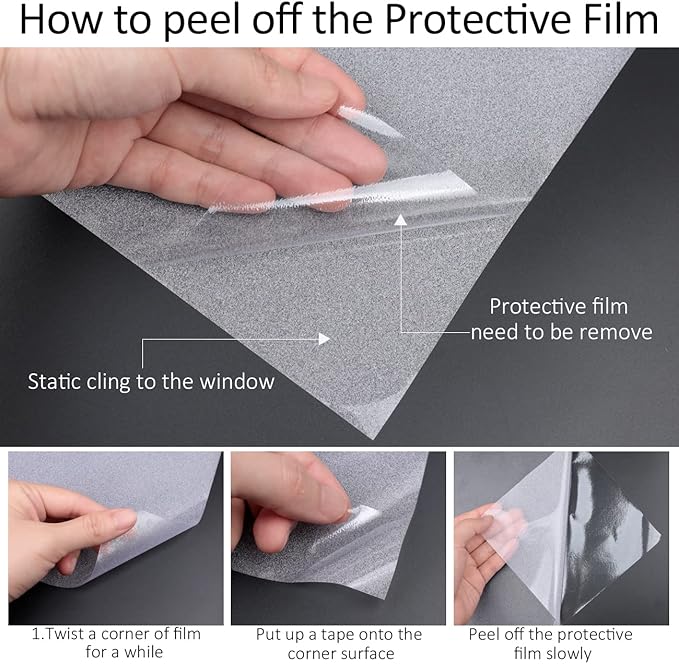HIDBEA Frosted Window Privacy Film Heat Control UV Blocking, Static Cling Non-Adhesive Reusable Door coverings for Bathroom Home Office (Frosted 45.2 Inch x 13.1 Feet)