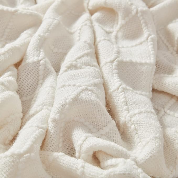 inhand Knitted Throw Blanket for Couch and Bed, Soft Living Room Home Decor Knitted Blanket with Tassel, Outdoor Lightweight Breathable Summer Blanket, Farmhouse Warm Woven Decorative, 50"x60"
