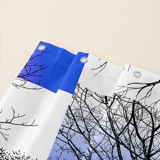 AILONEN Blue and White Tree Abstract Shower Curtain,Minimalist Printed Plant Tree Arts Bath Curtain,Modern Boho Waterproof Curtain for Bathroom Decor, 36" W x 72" H