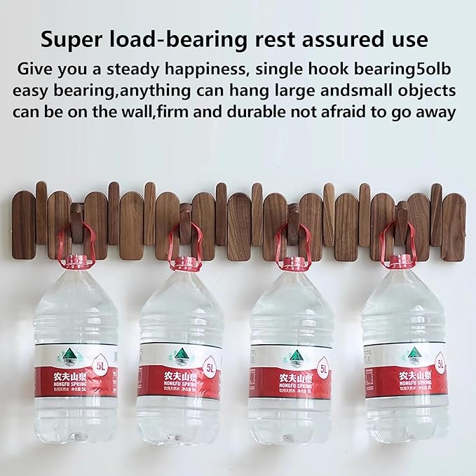 Wall Mounted Piano Key Hanger | Flip Style Hook | Entrance Wall Art Hook, Made of Oak Wood (3 Times Painted, 4 Times Polished) (Arc Beech, 8Hooks)