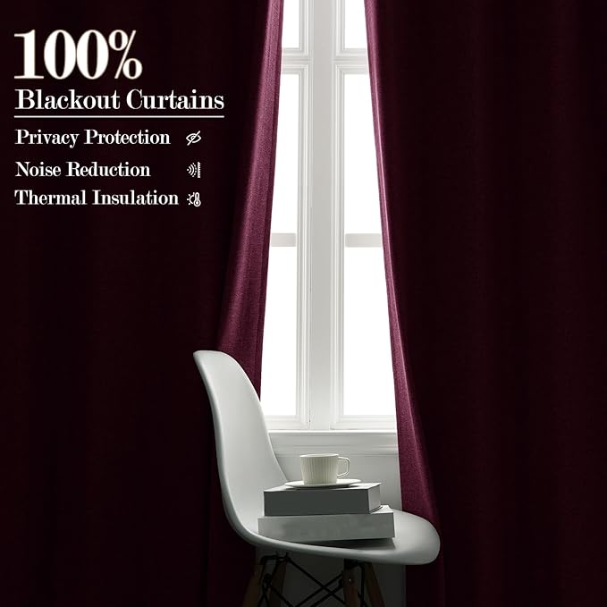 100% Blackout Linen Textured Drapes for Bedroom Pinch Pleated Curtains for Track System Portable Drapery for Sliding Glass Door/Storage/Space Room Divider, 70" Wx96 L, 1 PC, Lilac