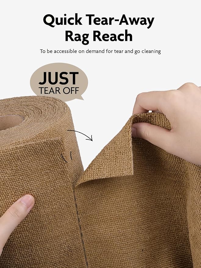 Fantasticlean Microfiber Cleaning Cloth Roll -40 Pack, Tear Away Microfiber Towels, 12" x 12", Reusable, Washable, Scratch Free, Ultra Absorbent Dish Rags for Car, Home, Garage or Shop (TAN)