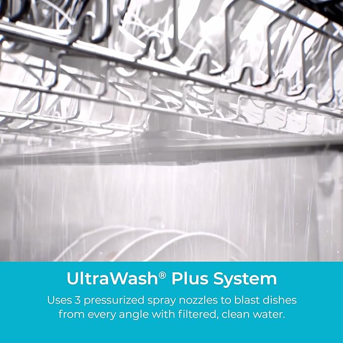 Kenmore 24" Built-In Dishwasher - UltraWash Plus, SmartWash, Accela Wash, Sanitize Rinse, TurboDry, and Removable Third Rack - 15 Place Settings - 49 DBA - ENERGY STAR Certified - Stainless Steel