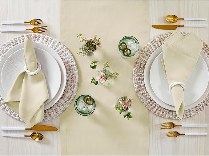 Solino Home Linen Table Runner 72 Inches Long - 100% Pure Linen Birch Table Runner 14 x 72 Inch for Fall, Autumn, Thanksgiving - Fete