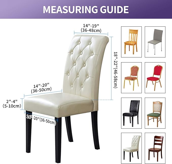 Joccun Chair Covers for Dining Room Set of 6,Dining Chair Slipcovers Stretch Dining Room Chair Covers Seat Protector,Washable Parsons Chair Cover for Home,Banquet(Parmesan,6 Pack)