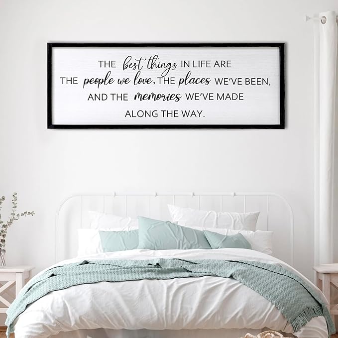 The Best Things in Life Framed Wall Art, 40''×15'' Rustic The Best Things in Life Sign for God Jesus Christ Prayer, Horizontal Holy Inspirational Family Home Decor