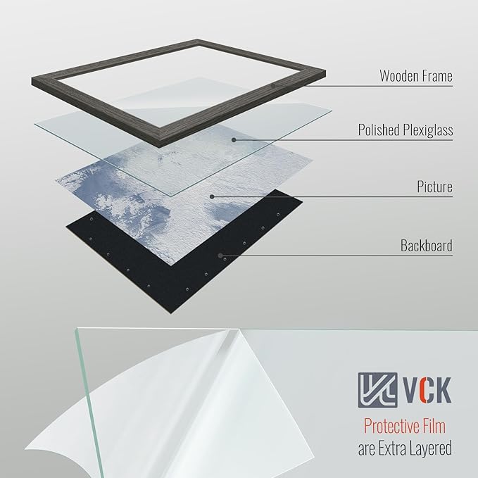 VCK 8x10 Picture Frame 3 Pack, Gray Solid Wood Frame, Exclusive Wood Grain, Wall Gallery Frame