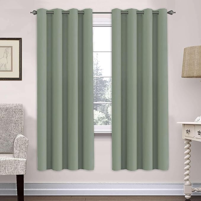 H.VERSAILTEX Ultra Soft Microfiber Thermal Insulated Antique Copper Grommet Blackout Curtains/Window Treatment Draperies 52 by 72 - Inch for Living Room/Bedroom, Set of 2 - Cyan