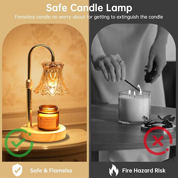GEEZO Fragrance Candle Warmer Lamp，Electric Candle Warmer with Timer & Dimmer，Mom Christmas Birthday Gifts for Women, House Warming Gifts New Home Bedroom Decor