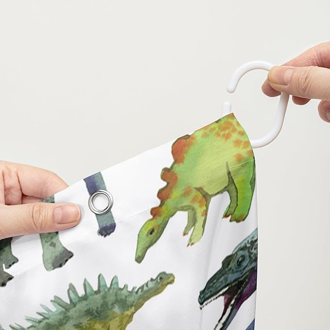 AILONEN Dinosaur Shower Curtain 72" W*96" H for Bathroom,Cartoon Dinosaur Bathroom Shower,Tropical Jungle Dinosaur Kids Boys Bath Curtain Polyester Waterproof Bathroom Curtain with 12 Hooks
