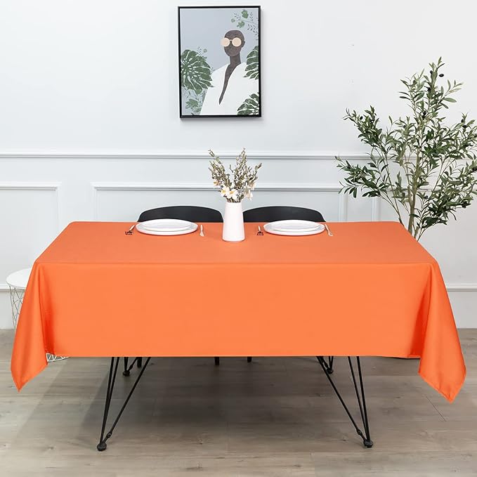 sancua Rectangle Tablecloth - 54 x 120 Inch - Stain and Wrinkle Resistant Washable Polyester Table Cloth, Decorative Fabric Table Cover for Dining Tables, Buffet Parties and Camping, Orange
