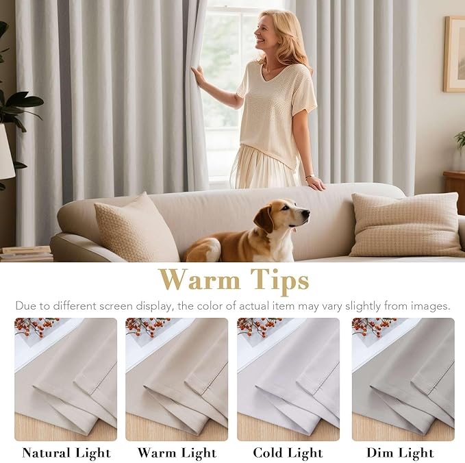 H.VERSAILTEX Blackout Room Darkening Thermal Insulated Grommet Window Curtains for Living Room,Grommet Top,Ivory/Cream Pattern,52x63-inch, Sold by 2 Panels