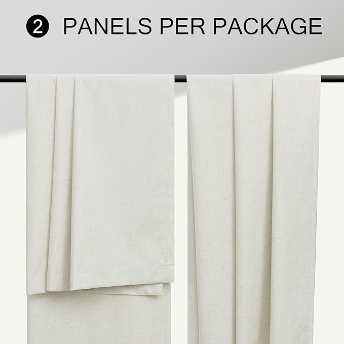 100% Blackout Elegant Curtains 95 Inch Length 2 Panel Set for Living Room Sunroom Back Tab Thermal Insulated Custom Curtains for Windows Boho Farmhouse Drapes 95 Inch Long Office Ivory Cream Off White
